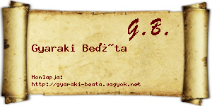Gyaraki Beáta névjegykártya
